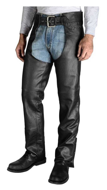 やっぴぃ* Davidson レザー チャップス L ブラック HARLEY DAVIDSON ハーレーダビッドソン レザー チャップス 黒