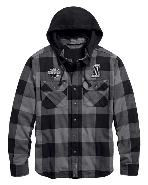 Harley-Davidson Men's Lined Hooded Plaid Slim Fit Shirt Jacket 99007-20VM - Wisconsin Harley-Davidson