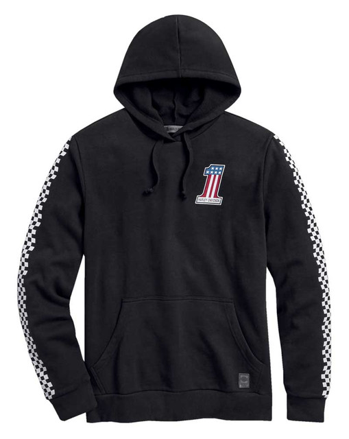 Harley-Davidson Men's Checkered Pullover Slim Fit Hoodie - Black 99031-20VM - Wisconsin Harley-Davidson