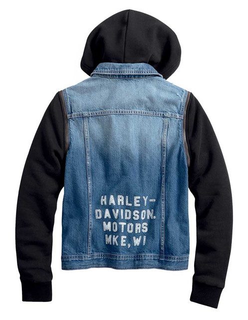 Harley-Davidson® Women's Zip-Off Sleeve Denim Jacket - Indigo Wash