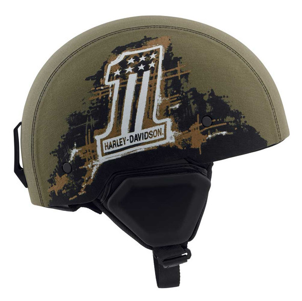 Harley-Davidson Men's Arterial Canvas B12 Half Helmet, Military Green 98110-20VX - Wisconsin Harley-Davidson