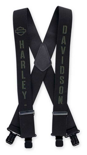 Harley-Davidson Men's Military B&S Suspenders, 3 Size Length Choices - Black - Wisconsin Harley-Davidson