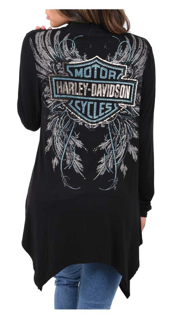 Harley-Davidson® Women's Foliage Embellished Long Sleeve Drape
