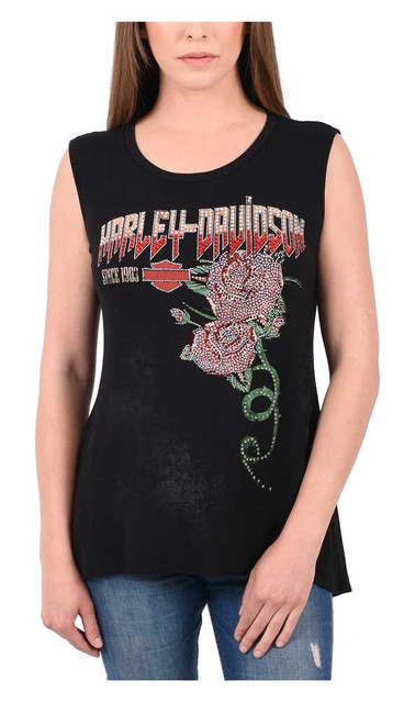 Harley-Davidson Women's Wild Thorn Embellished Sleeveless Scoop Neck Tank Top - Wisconsin Harley-Davidson