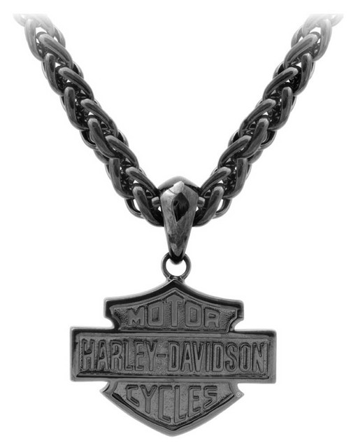 Harley-Davidson Men's Blackout Bar & Shield Necklace, Stainless Steel HSN0062 - Wisconsin Harley-Davidson