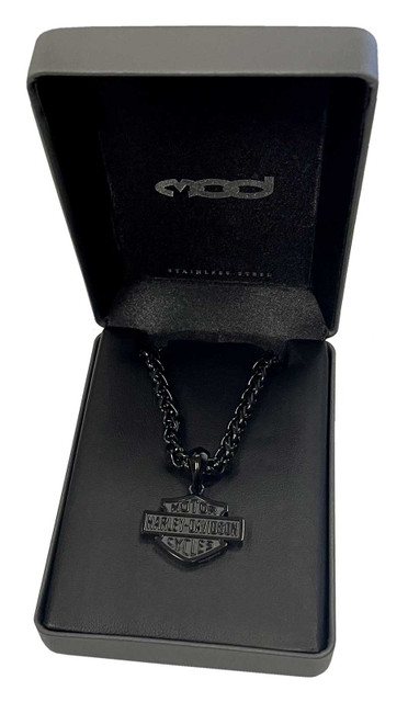 HarleyDavidson チェーンネックレス Textured Bar&Shield Flames Harley-Davidson® Women's Flames Bar & Shield Heart Necklace
