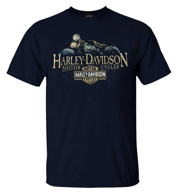 Harley-Davidson Men's Old Blue Vintage Crew-Neck Short Sleeve T-Shirt, Navy Blue - Wisconsin Harley-Davidson