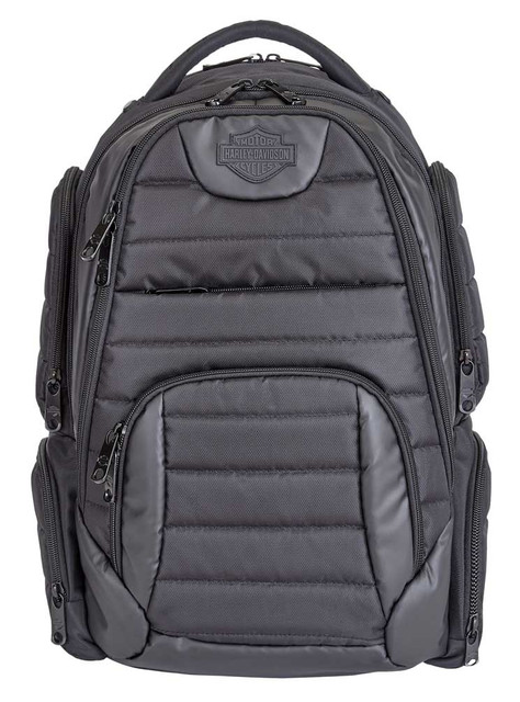 Harley-Davidson Bar & Shield Quilted Backpack - Organized & Padded, Black 99319 - Wisconsin Harley-Davidson