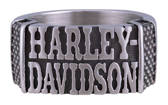 Harley-Davidson Men's Western H-D Band Ring - Antique Stainless Steel HSR0073 - Wisconsin Harley-Davidson