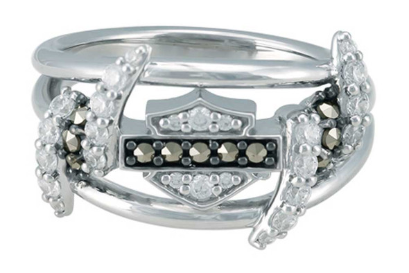 Harley-Davidson Women's Bling Barb Wire Ring, Shiny Sterling Silver HDR0525 - Wisconsin Harley-Davidson