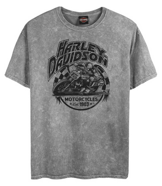Harley-Davidson Men's Custom Speed Legend Short Sleeve Crew Tee, Washed Gray - Wisconsin Harley-Davidson