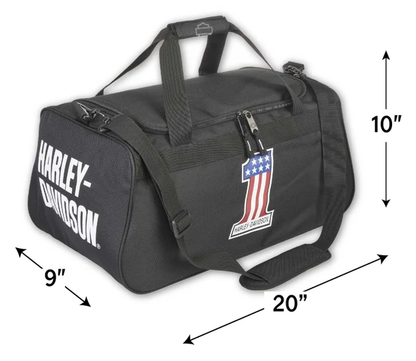 Harley-Davidson® #1 RWB Logo Sports Duffel Bag w/ Strap - Black