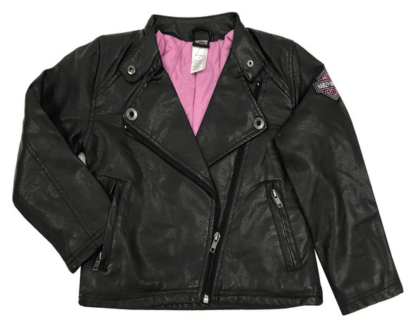 Harley-Davidson Little Girls' Winged Bar & Shield Pleather Biker Jacket 6030771 - Wisconsin Harley-Davidson