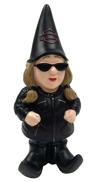 Harley-Davidson Lady Biker Themed Polystone Garden Gnome, 4.5 x 11 in. 544902C - Wisconsin Harley-Davidson