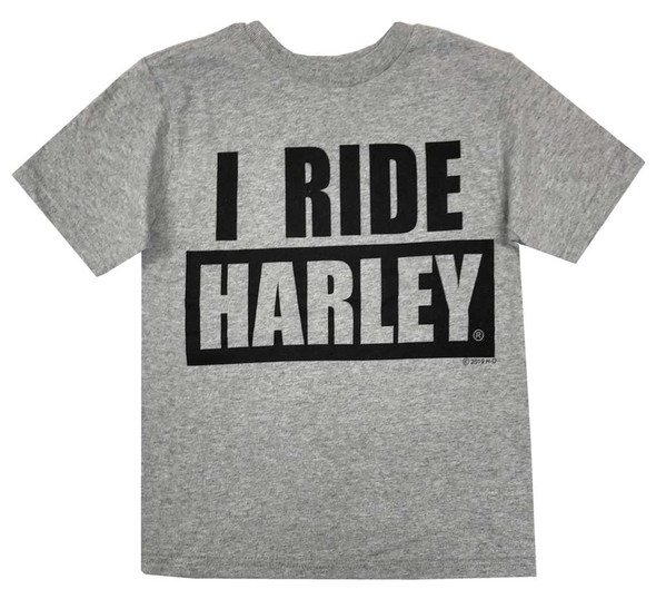 Harley-Davidson Little Boys' I Ride Harley Short Sleeve T-Shirt, Gray 1570055 - Wisconsin Harley-Davidson