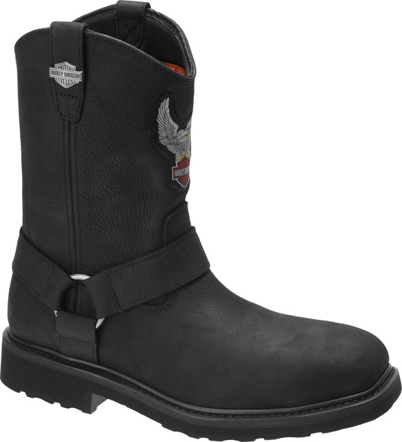Harley-Davidson Men's Ballard 10-Inch Safety Toe Black Motorcycle Boots, D93634 - Wisconsin Harley-Davidson