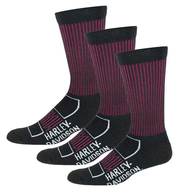 Harley-Davidson Womens Compression Moisture Wicking Riding Socks, 3 Pairs, Pink - Wisconsin Harley-Davidson