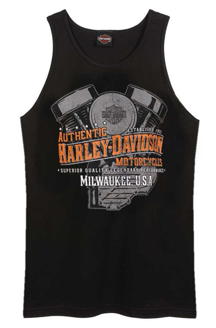 Harley-Davidson Men's Speedway V-Twin Engine Sleeveless Tank Top - Black - Wisconsin Harley-Davidson