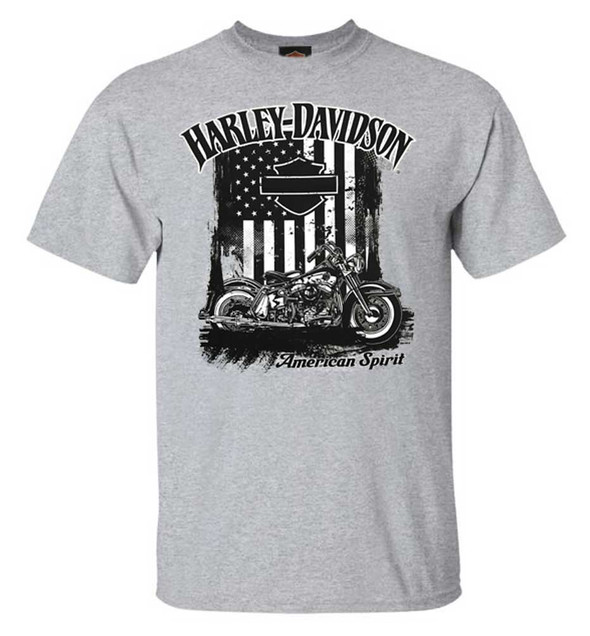 Harley-Davidson Men's American Spirit Short Sleeve Crew-Neck T-Shirt, Gray - Wisconsin Harley-Davidson