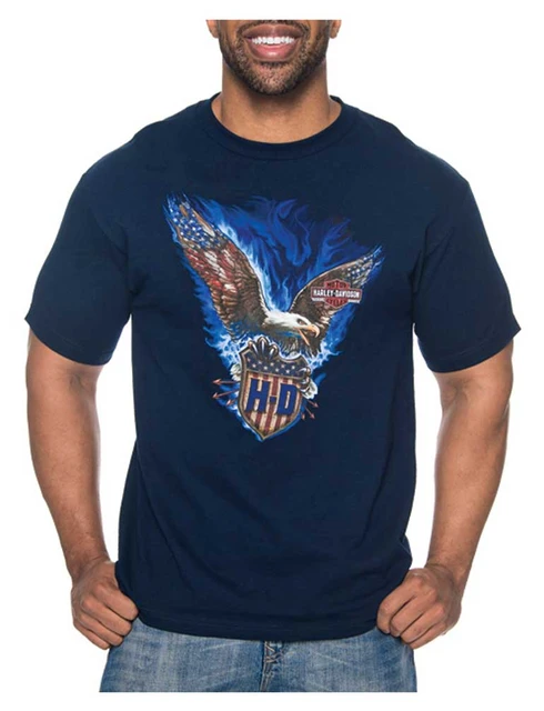 Harley-Davidson Men's Vicious Eagle All-Cotton Short Sleeve T-Shirt - Navy - Wisconsin Harley-Davidson