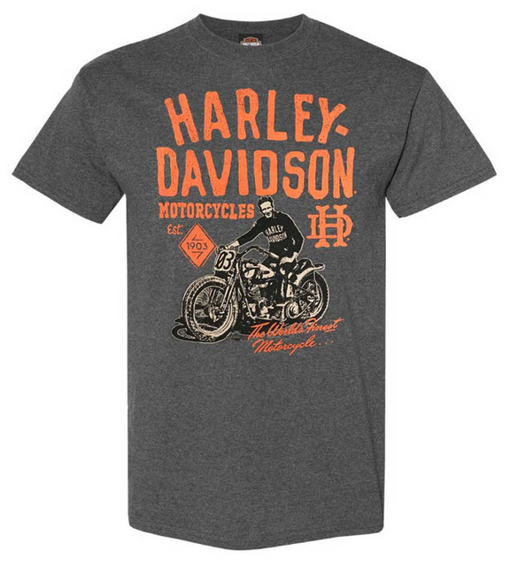 Harley-Davidson Men's Vintage Bright Lights Short Sleeve T-Shirt, Charcoal Gray - Wisconsin Harley-Davidson