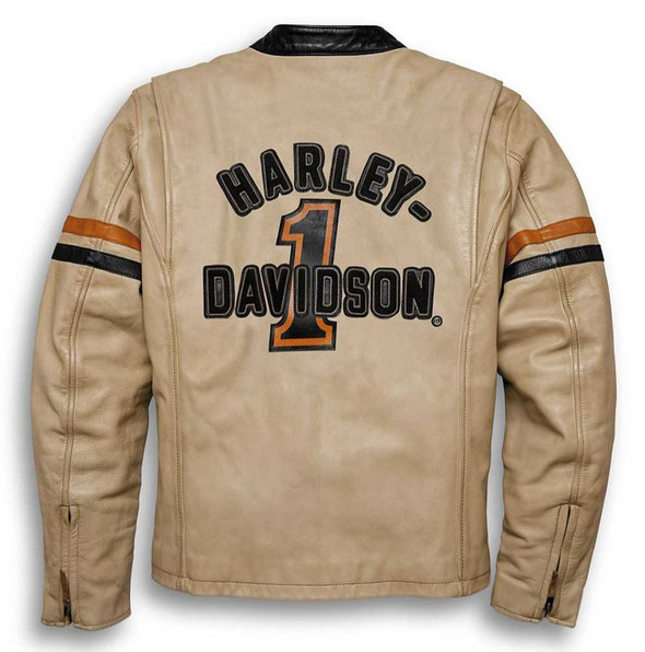 試着のみ⭐︎HARLEY-DAVIDSON牛革ライダースベスト ベージュLサイズ Harley-Davidson® Mens #1 Racing Mid-Weight Colorblocked Leather