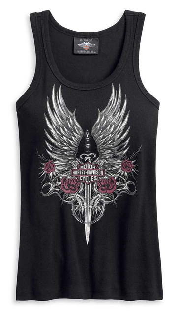 Harley-Davidson Women's Winged Dagger Sleeveless Tank Top - Black 96078-20VW - Wisconsin Harley-Davidson