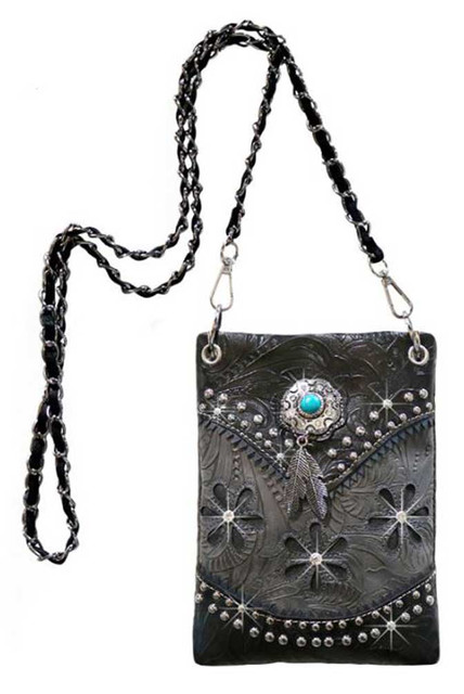 That's A Wrap Women's Turquoise Gem & Feather Charm Hip Bag w/Strap HB-W158-GREY - Wisconsin Harley-Davidson