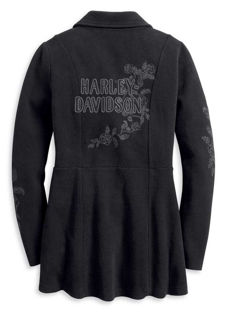 Harley-Davidson® Women's Roses Biker Zip Casual Peacoat - Black
