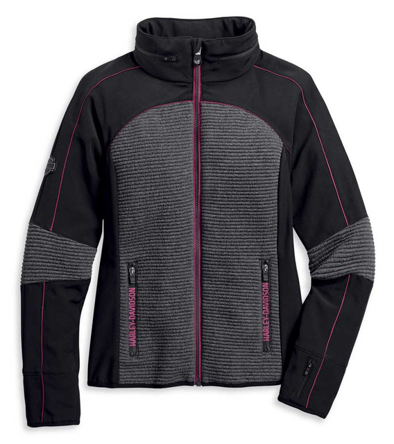 Harley-Davidson Women's Mixed Media Textured Colorblocked Knit Jacket 97409-20VW - Wisconsin Harley-Davidson