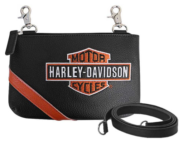 Harley-Davidson Women's Vintage B&S Embroidery Hip Bag w/ Strap VBS6243-ORGBLK - Wisconsin Harley-Davidson