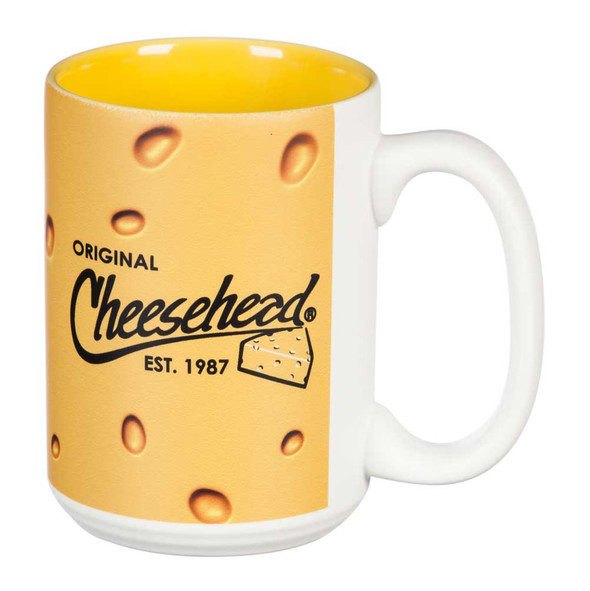 Original Cheesehead Mighty Cup 2-Tone Ceramic Mug - Gold & White, 15 oz. 3MM5070 - Wisconsin Harley-Davidson