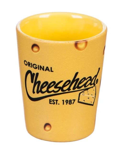 Original Cheesehead Ceramic 2-Tone Shot Glass - Gold Finish, 2 oz. 3TTS5070 - Wisconsin Harley-Davidson