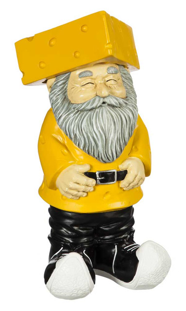 Original Cheesehead Sculpted Cheese Themed Garden Gnome, 4 x 4.25 x 9.5 inches - Wisconsin Harley-Davidson