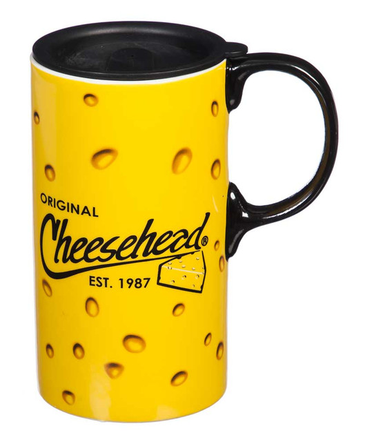 Original Cheesehead Ceramic Tall Boy Travel Cup w/ Gift Box, 20 oz. 3TBT5070 - Wisconsin Harley-Davidson