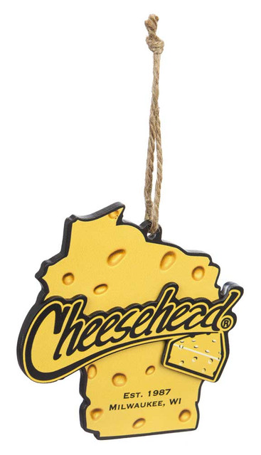Original Cheesehead Wisconsin State Cheese Themed Ornament, 5 x 5inch 3OT5070WLO - Wisconsin Harley-Davidson