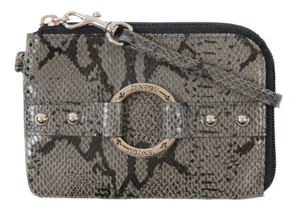 JENTOU Women's Alyssa Python Print Leather Zip Wristlet Wallet JT8372-GRYBLK - Wisconsin Harley-Davidson