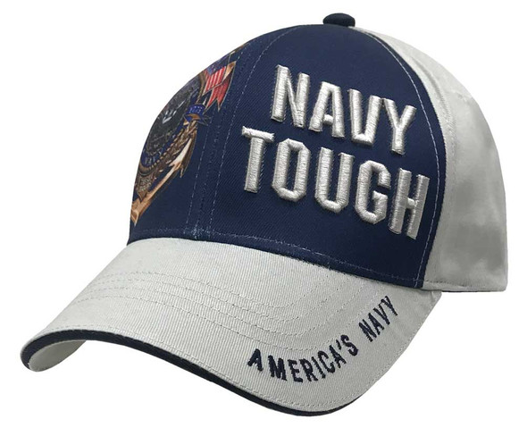 American Mills Embroidered Navy Tough Adjustable Baseball Cap- Gray & Navy FH-14 - Wisconsin Harley-Davidson