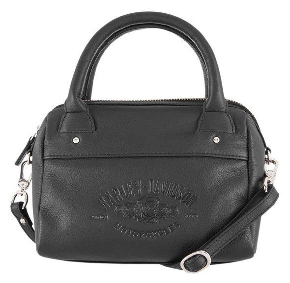 Harley-Davidson Women's Wicked Roses Leather Satchel Purse, Black HDWBA11684 - Wisconsin Harley-Davidson