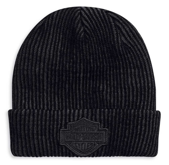 Harley-Davidson Men's Cuffed Contrast B&S Knit Beanie Cap - Black 97618-20VM - Wisconsin Harley-Davidson