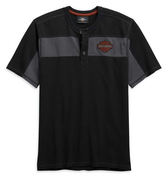 Harley-Davidson Men's Copperblock Short Sleeve Henley Shirt - Black 99082-20VM - Wisconsin Harley-Davidson