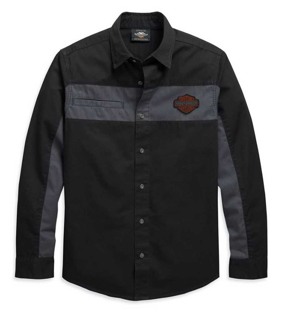 Harley-Davidson Men's Copperblock Long Sleeve Woven Shirt, Black 99081-20VM - Wisconsin Harley-Davidson