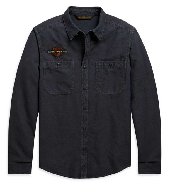 Harley-Davidson Men's Vintage Eagle Long Sleeve Woven Shirt, Gray 99103-20VM - Wisconsin Harley-Davidson