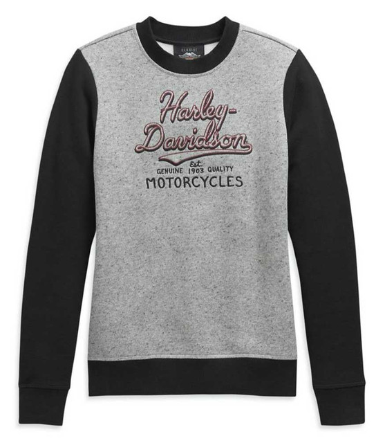 Harley-Davidson Women's Colorblocked Embroidered Pullover Sweatshirt 99119-20VW - Wisconsin Harley-Davidson