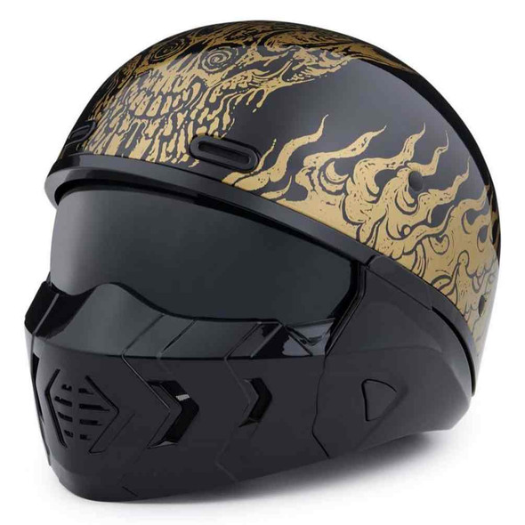Harley-Davidson® Men's Goldusa 3-IN-1 X07 Half Helmet, Gloss Black