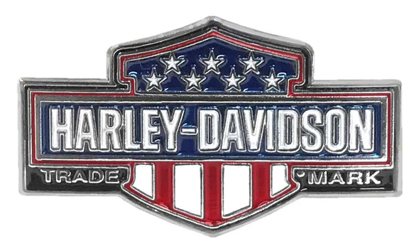 Harley-Davidson 1.25 in. American Flag Trademark B&S Pin, Silver Nickel Finish - Wisconsin Harley-Davidson