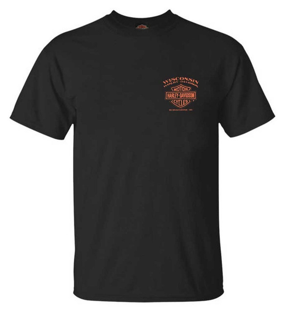 Harley-Davidson Men's Eagle Piston Short Sleeve Crew-Neck Cotton T-Shirt - Black - Wisconsin Harley-Davidson