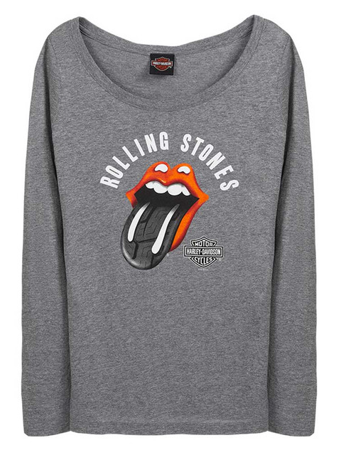 Harley-Davidson Women's Rolling Stones Tire Tread Long Sleeve Scoop Neck Shirt - Wisconsin Harley-Davidson
