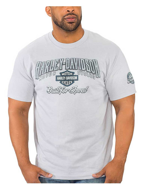 Harley-Davidson Men's Speed Bump Crew-Neck Short Sleeve Cotton T-Shirt, Silver - Wisconsin Harley-Davidson