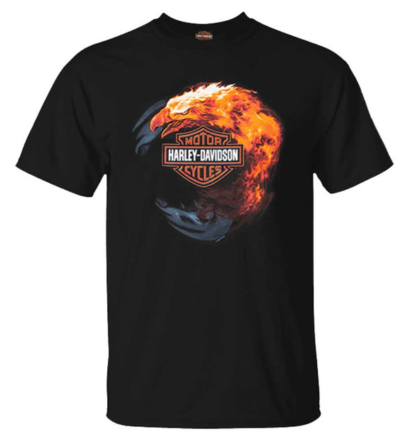 Harley-Davidson Men's Fiery Eagle Bar & Shield Crew-Neck Cotton T-Shirt, Black - Wisconsin Harley-Davidson